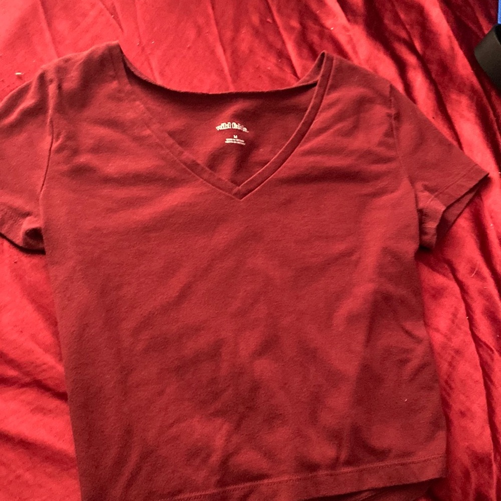 Red v line crop top